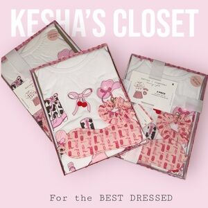 Pink and white cowgirl pajama gift set (Medium)